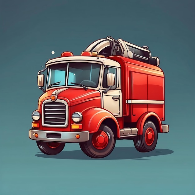 Photo fire truck cartoon icon bright and fun illustration