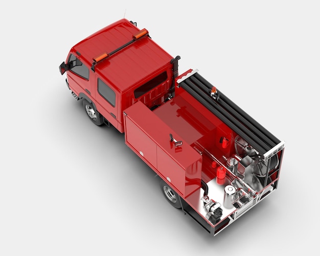 Fire truck isolated on background 3d rendering illustration