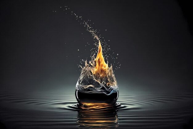 Fire and water splash Dynamic concept of two opposite elements Heat hot and cold freeze concept