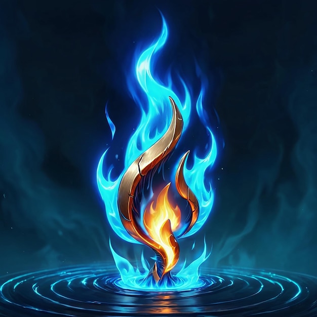 a fire in the water with a fire in it