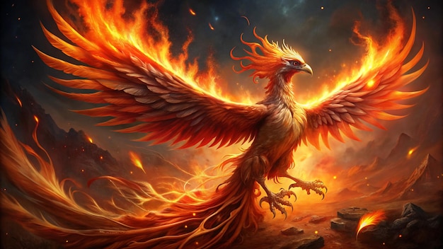 a fire with a fiery eagle on the back