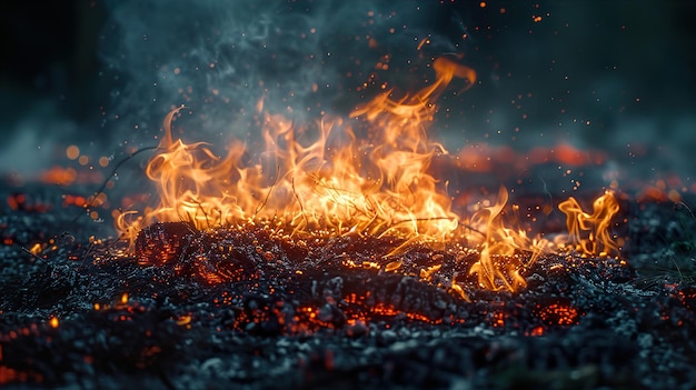 a fire with flames and a black background