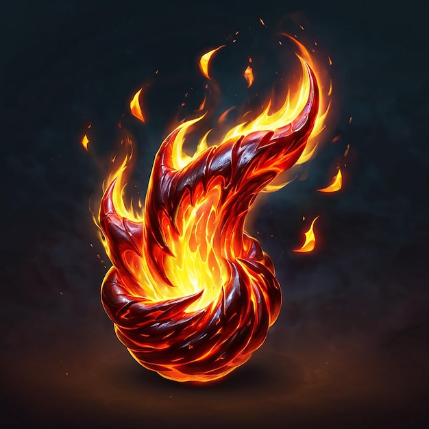 a fire with flames and a fire design on it