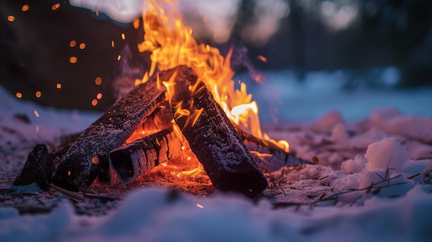 a fire with a log in the middle of it and a log in the middle of it