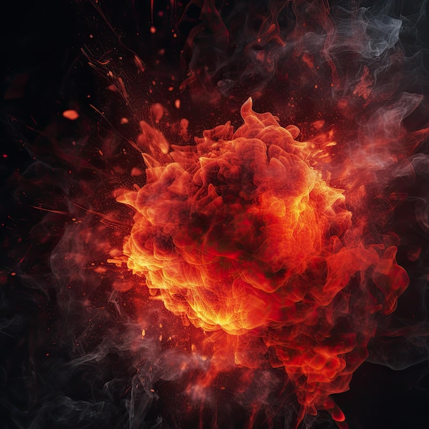 A fireball is surrounded by smoke and the word fire is visible.