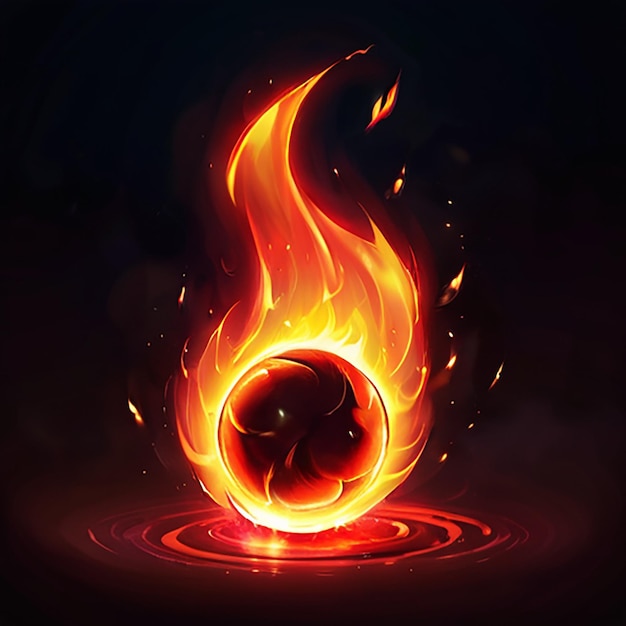 a fireball with a flame and a fireball in the middle