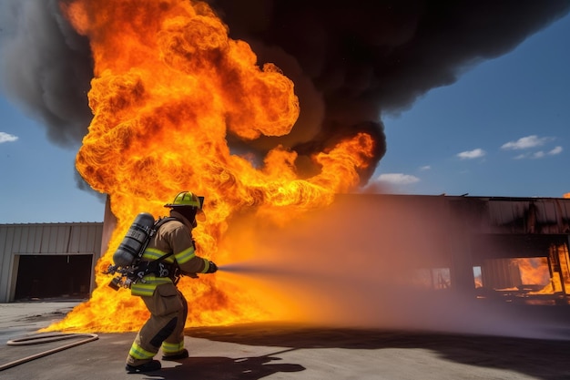 Firefighter training in fire big fire