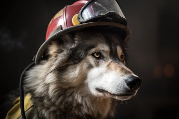 A firefighter wearing a fire helmet and goggles.