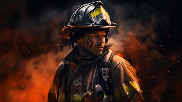 a firefighter with a firefighter on his back