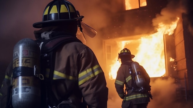 Firefighters battle a house fire in the block.