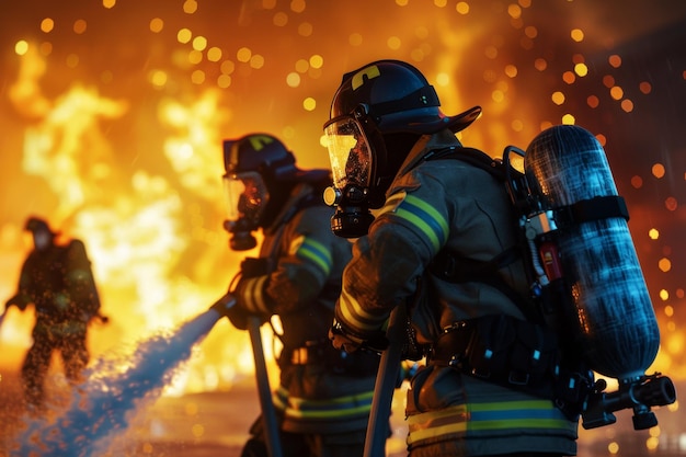 firefighters putting out a fire Generative AI