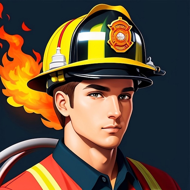 A firefighters in uniform with a helmet