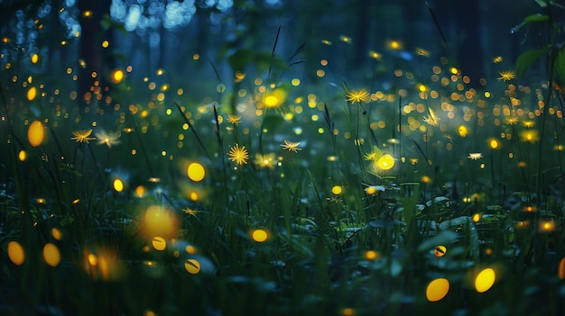 Photo the fireflies dance in the night a magical sight to behold