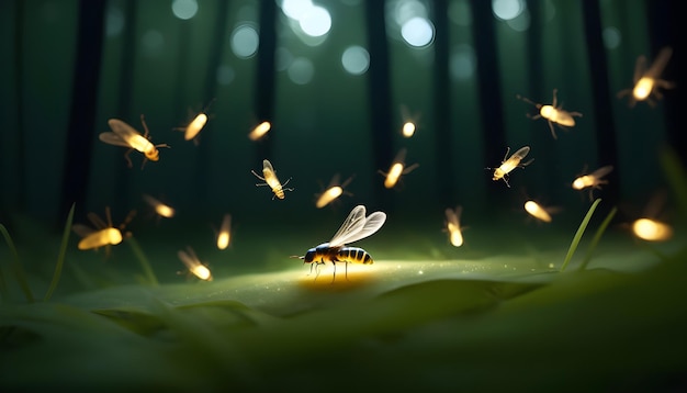 Photo fireflies kunang kunang