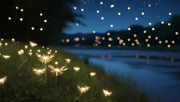 Photo fireflies sheding lights in a forest lombardy italy