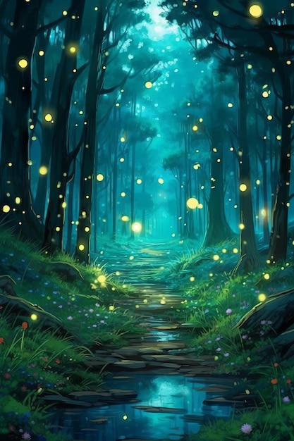 Fireflies in the woods