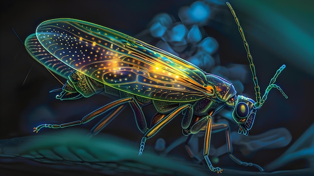 Firefly Closeup of Glowing Abdomen and Delicate Wings