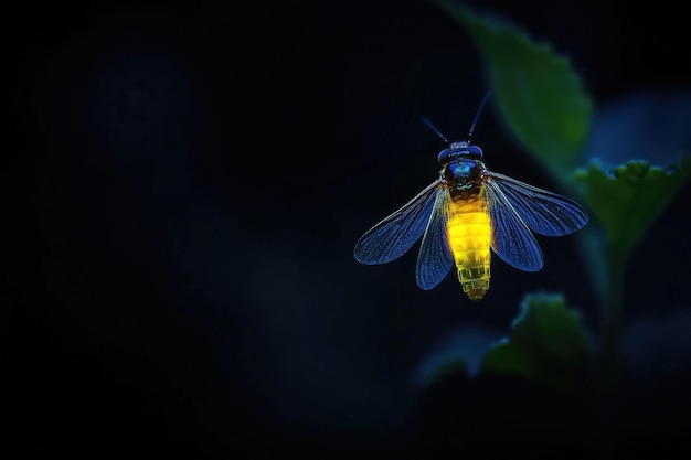 Photo a firefly glowing in the night