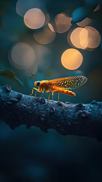 Photo firefly isolated on abstract background