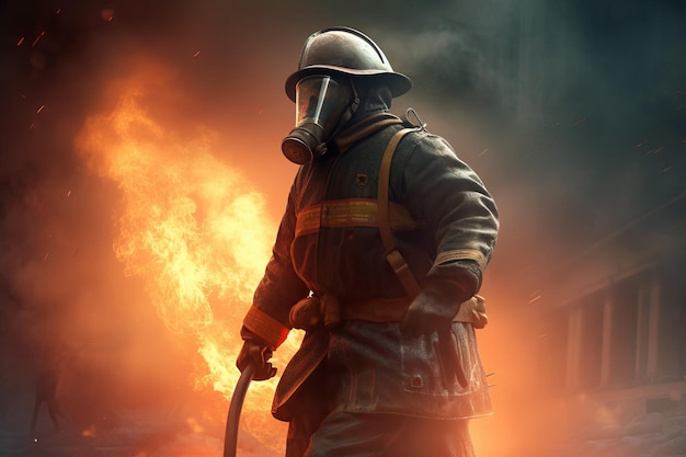 Fireman with helmet Generate Ai