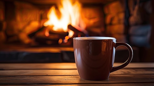 Fireplace brown coffee mug