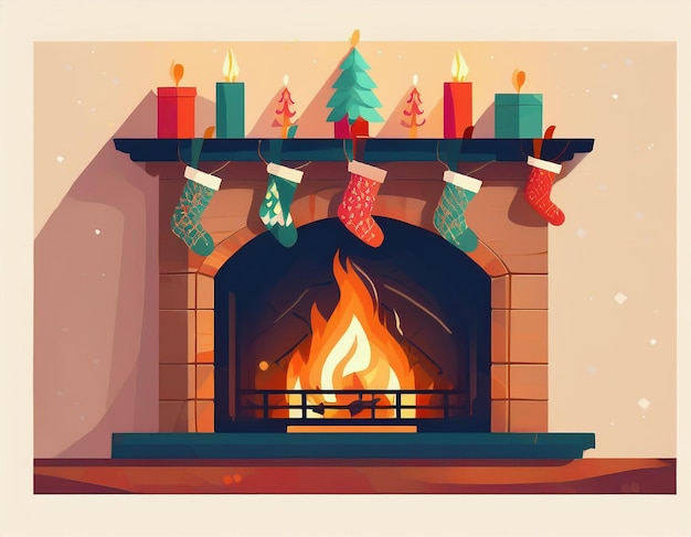 Photo fireplace christmas eve holiday illustration