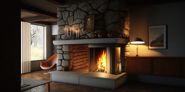 Fireplace in luxury home interior design