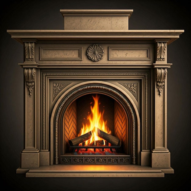 a fireplace with a fire in it and a fireplace with a fire in it