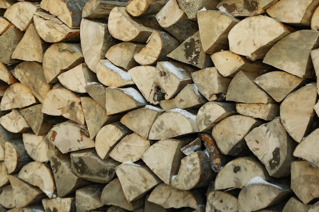 Firewood background natural firewood folded outdoor for using in winter