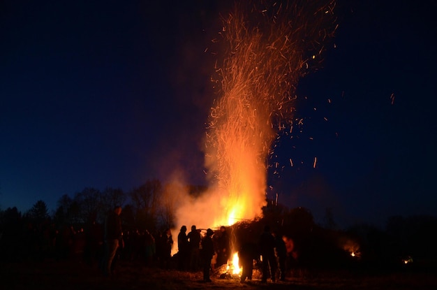 Photo firework display at night