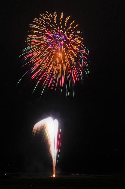 Photo firework display at night