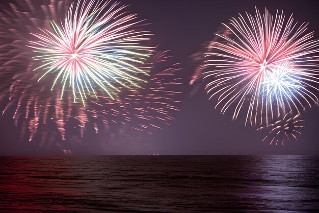 firework night skyline city new year