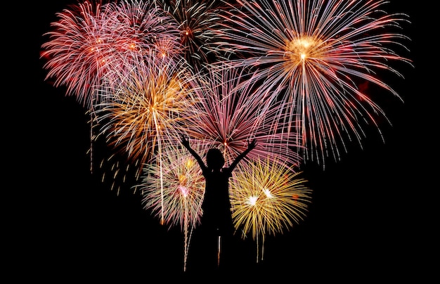   firework streaks in night sky.