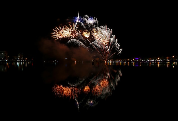 Firework and Water reflection