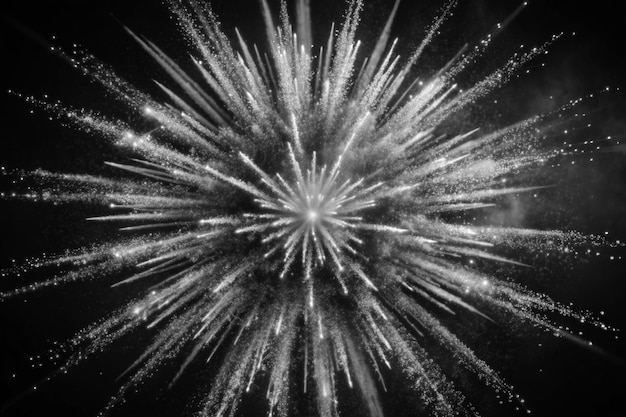 Photo fireworks in a black sky with a white background