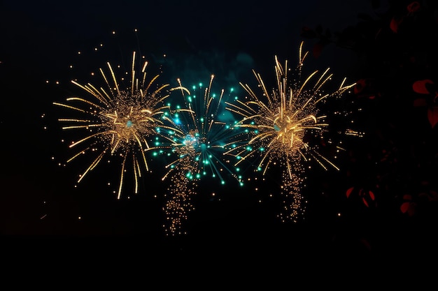 Fireworks celebration colorful fireworks isolated on black background