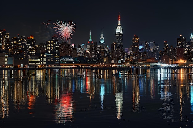 Fireworks Dance on Hudson River