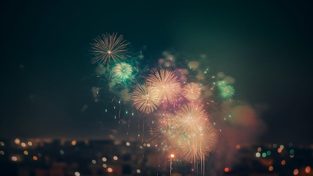 A fireworks display in the night sky