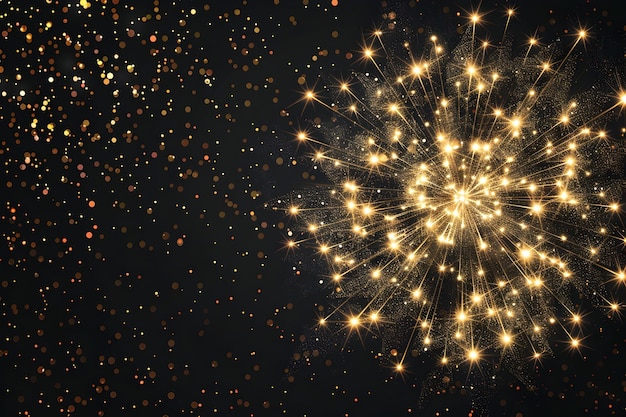 Photo a fireworks display with gold sparkles in the background