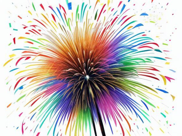 a fireworks display with a rainbow colored star and a picture of a fireworks