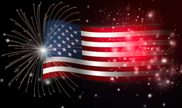 Fireworks explode against USA flag on July 4th backdrop Creating using generative AI tools