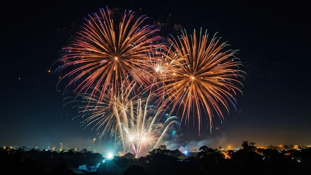 Fireworks lighting up the night sky in celebration