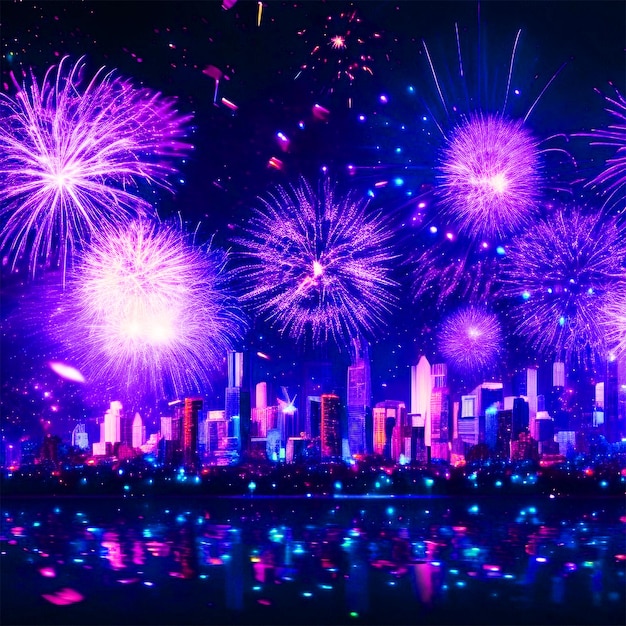 Fireworks at New Year and copy space abstract holiday background or wallpaper