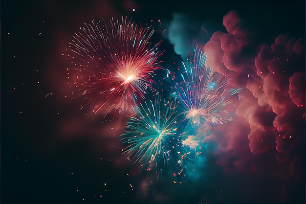 Fireworks at night 3d Generative ai