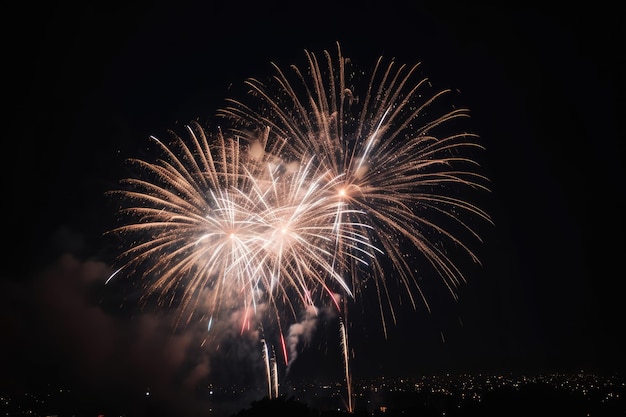 Fireworks on night sky background