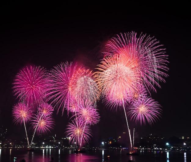 Fireworks at Pattaya beach, Thailand