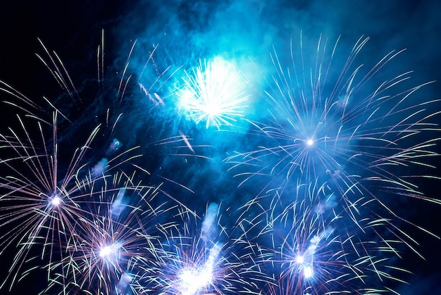 Fireworks, salute with the black sky background