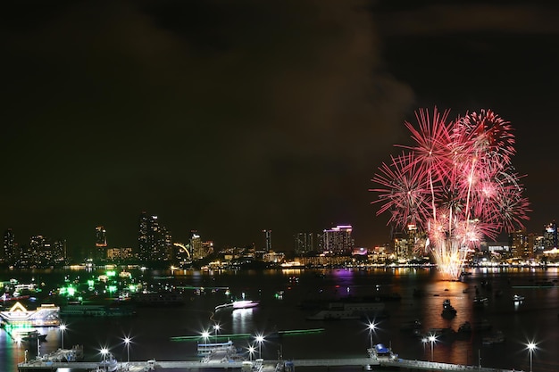 Fireworks show at Pattaya beach