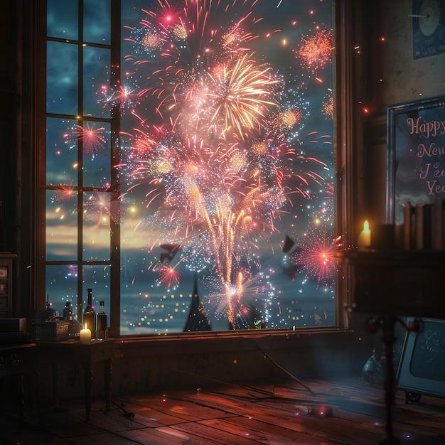 Photo fireworks in a window with a sign saying quot youre a fireworks quot