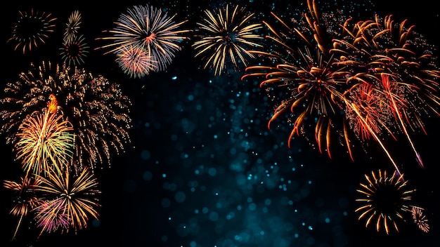 Fireworks with Abstract bokeh background